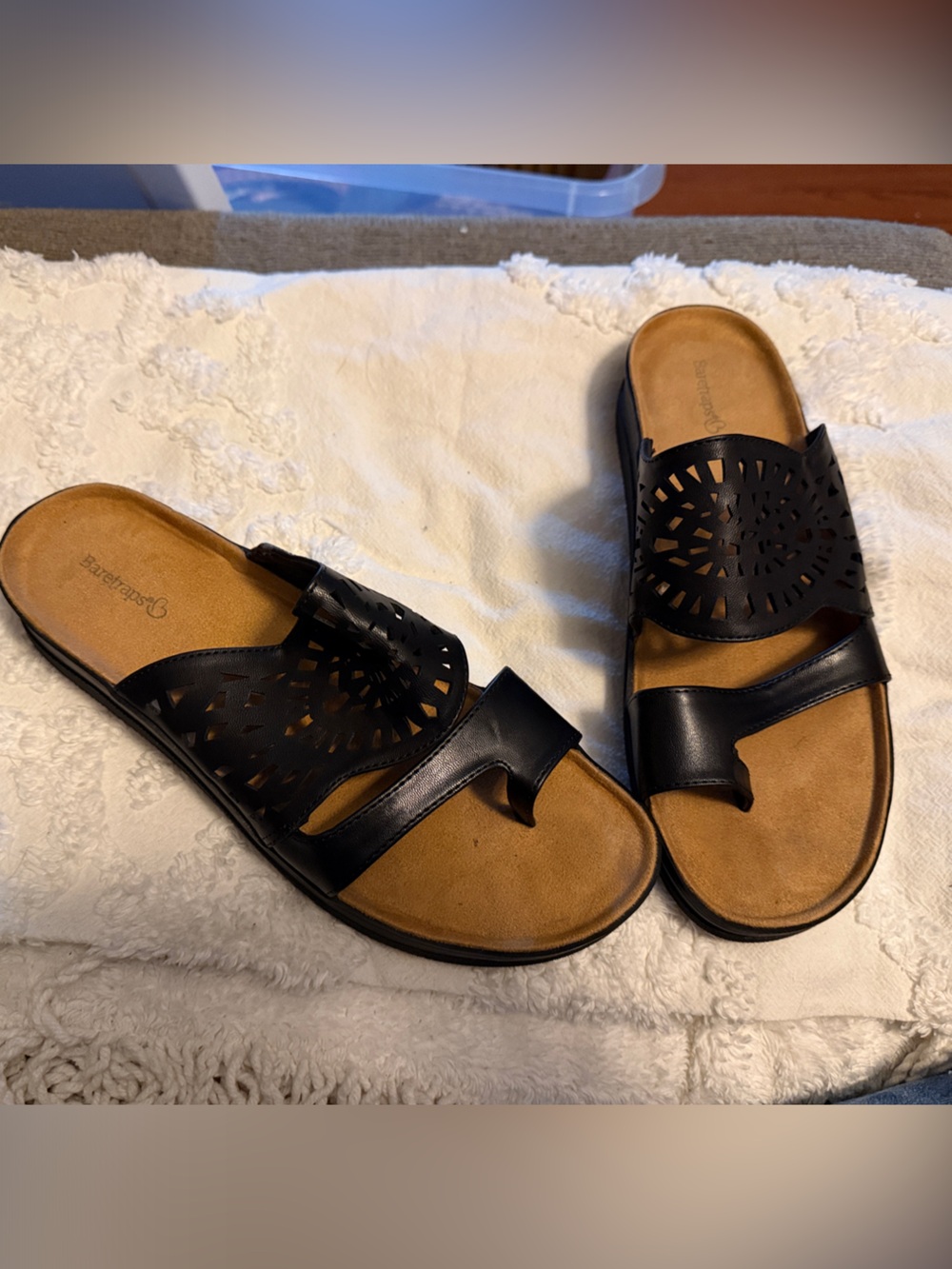 Baretraps Black Cutout Slide Sandals -